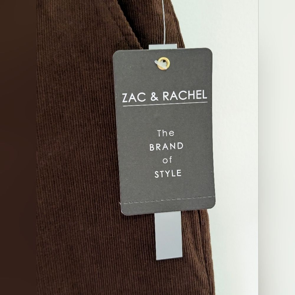 Zac & Rachel Chocolate Brown Corduroy NWT Wide Leg Pants 8 Patch Pocket 70s - Picture 6 of 9